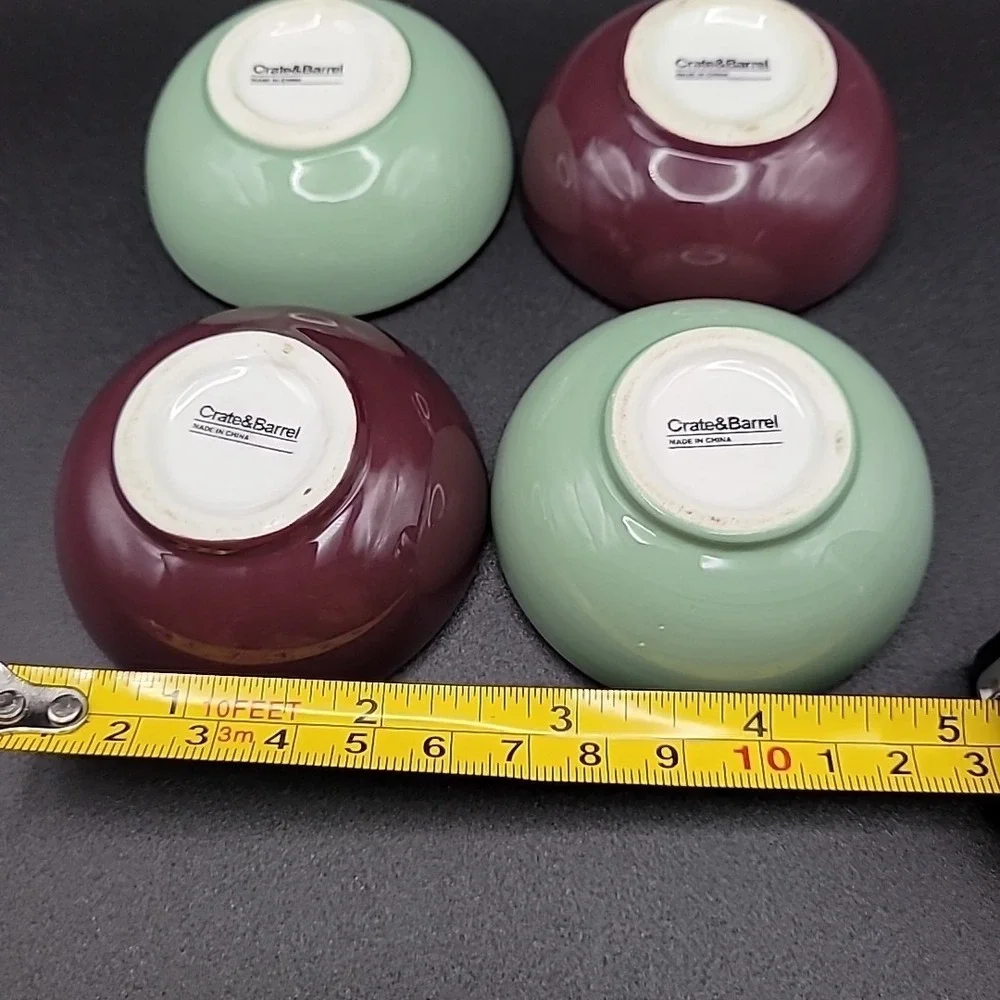 Crate & Barrel Mini Dipping Bowls Set of 4 Plum Yellow Olive Oil Dips Condiments